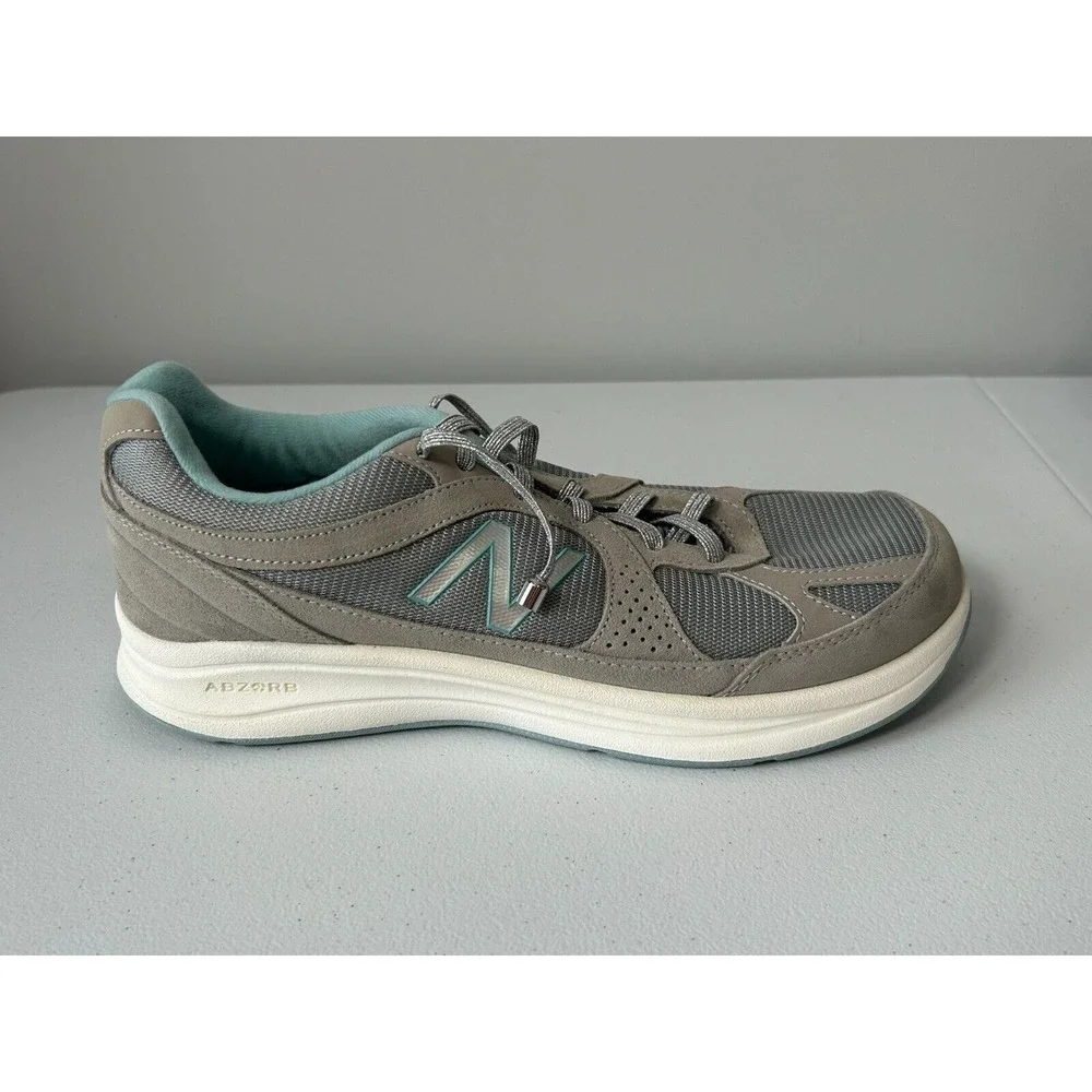 New Balance WW877SB Women's Gray Teal Leather Comfort Walking Sneaker US Size 11
